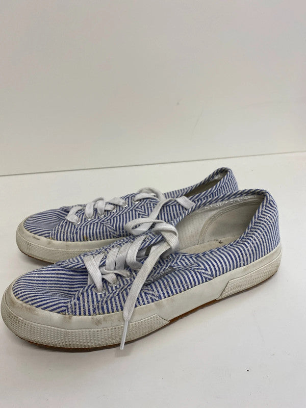 Fabulous Superga stiped blue & white deck shoe trainer UK6 NN001