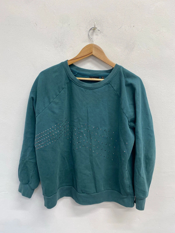 Next Forrest green studded jumper UK 14 KS003