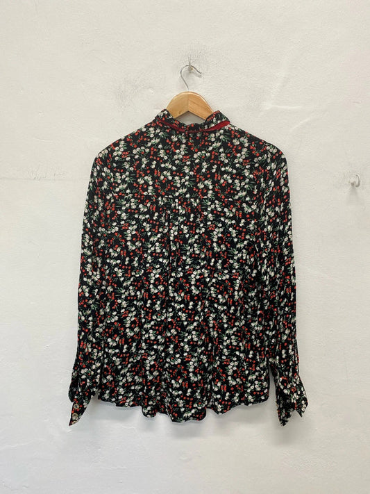 Louche Gorgeous Black Byron Jolly Ditsy Floral Shirt UK 8 CD001