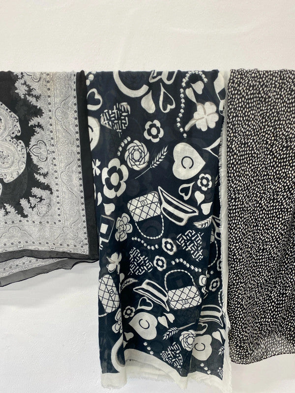 Malissa J & Unbranded Fabulous Black & White Scarves Trio #4 IM001