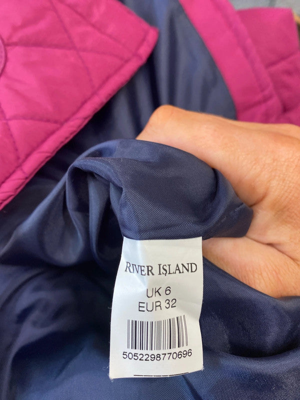 Fab Cerise Pink quilted jacket from River Island UK6 KM004