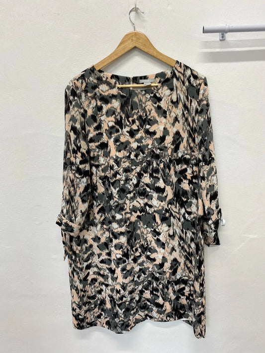 Fabulous Watercolour greys abstract loose fit sheath dress Uk18 KM003