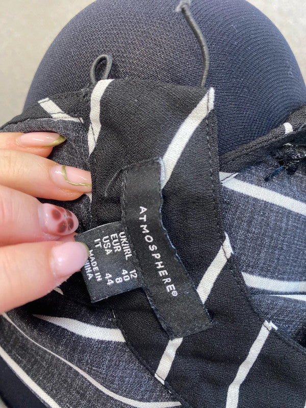 Lovely atmosphere black white striped Halterneck jumpsuit UK 12 MB001