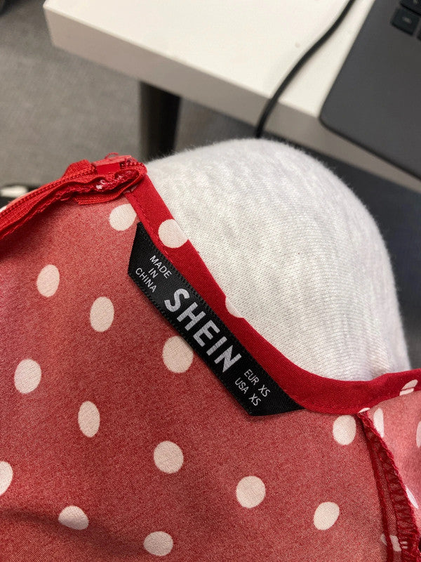 Lovely Shein red white polka dot dress UK XS CF002