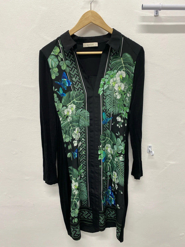Fabulous Botanical dress black & green by Oasis stunning UkS AG002