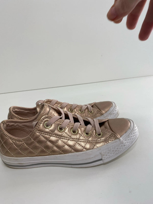 Fabulous Rose Gold converse padded leather trainers Uk4 GW001
