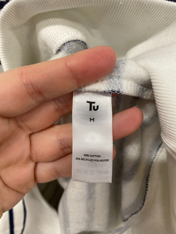 TU Chic White & Navy Stripe Oversize Sweatshirt Size M RG99