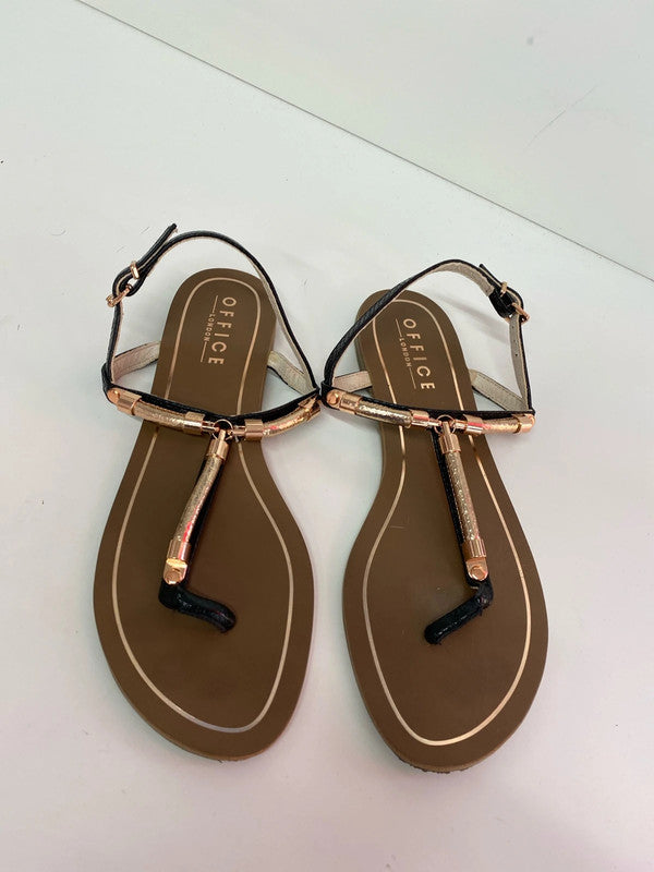 Fabulous Office London black & gold occasion party sandal Uk8 EUR 41 IM001