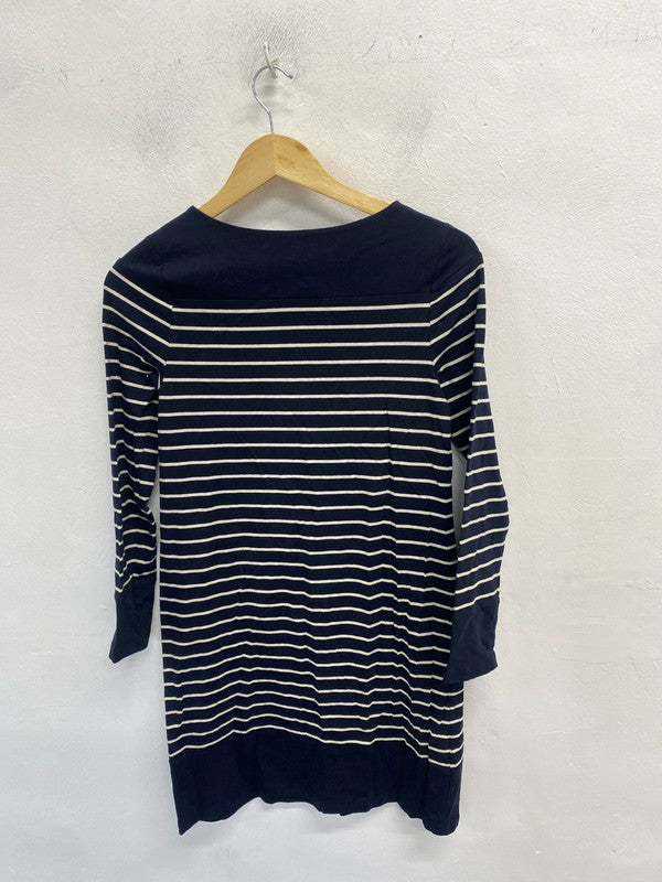 Lovely French connection navy stripe long sleeve Bodycon dress UK 8 MM005