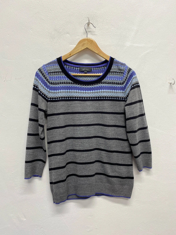 Fabulous Fairisle Striped M&S jumper Uk10 grey classic JA002