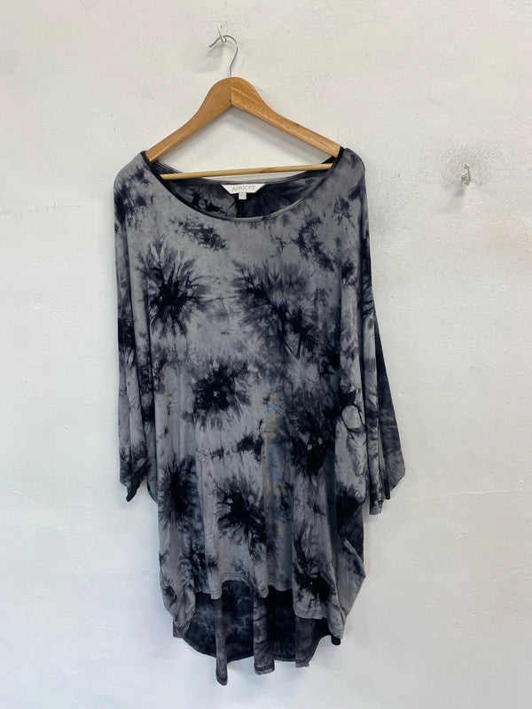 Lovely apricot black grey tie dye tunic UK 14 LG004