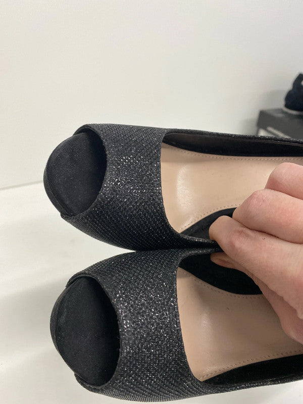 Fabulous Carvela Black peep toe shimmer sparkly party stilletos UK6 LH002