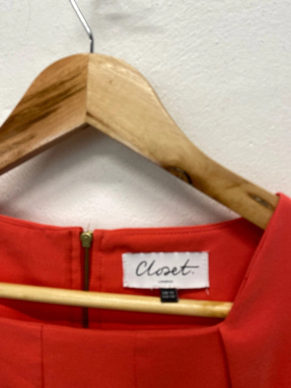 Fab Closet coral fit & flare skater dress Uk 14 classic party KN003