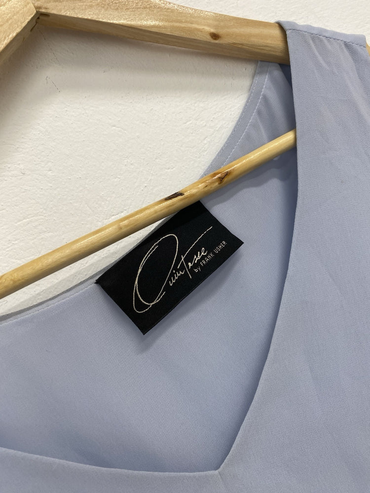 Stunning Frank Usher Powder Blue Skirt Suit Set UK 16-18 IZ001