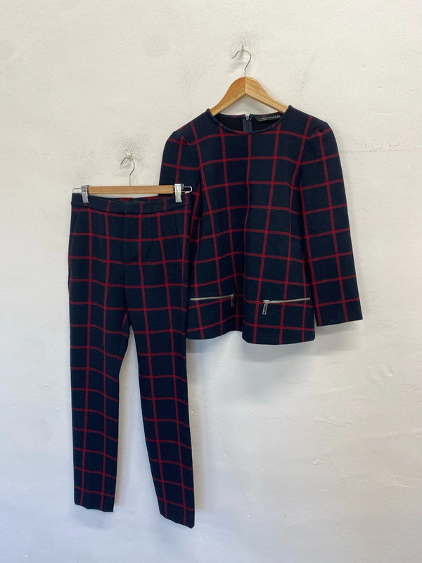 Lovely Zara woman checked navy red coord UK XS AE001