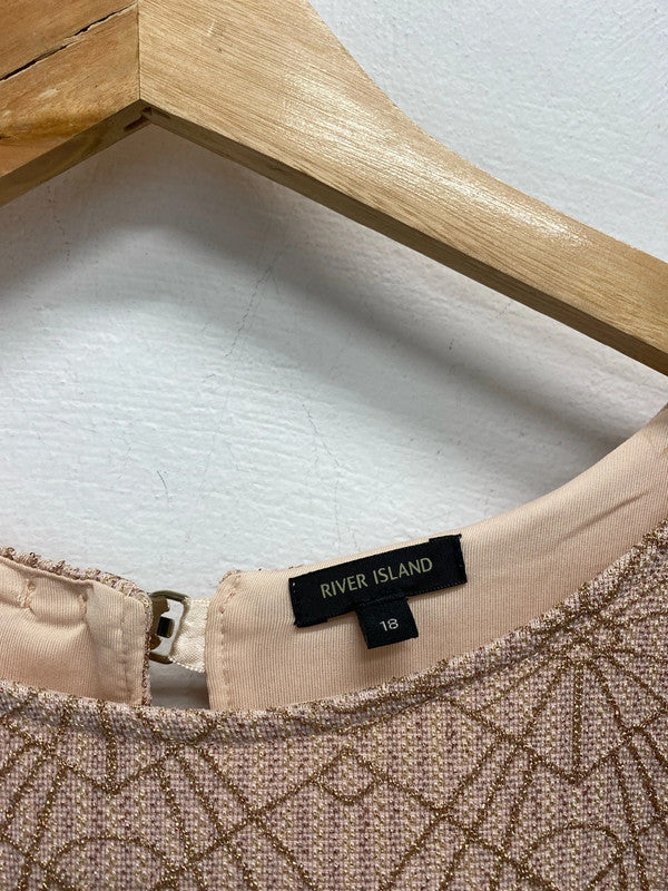 Lovely river island rose pattern sparkle shift dress UK 18 JB005