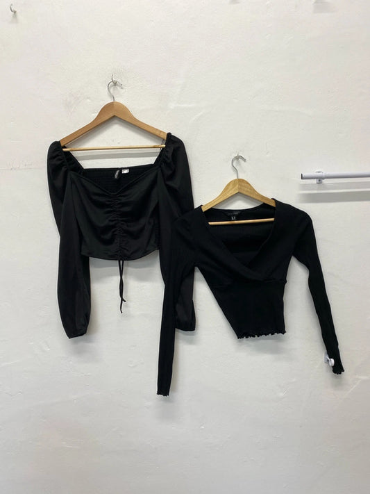 Fabulous Duo of classic black tops party or chill UK10 H&M #6 JA001