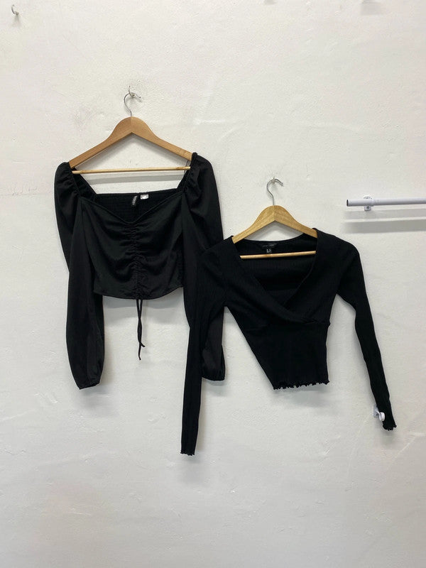 Fabulous Duo of classic black tops party or chill UK10 H&M #6 JA001