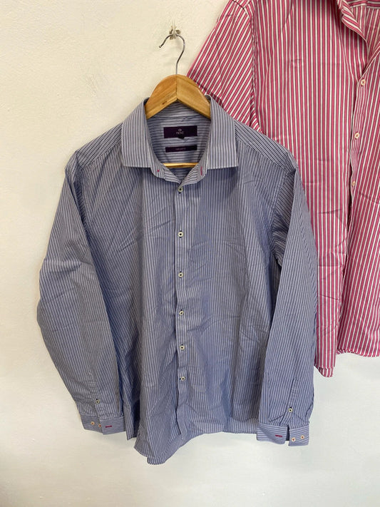 Duo of men’s striped shirts Next 16/16.5” blue Pink ND001