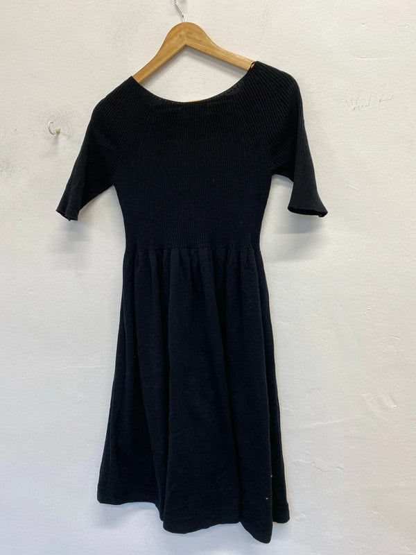 Fabulous Uniqlo stunning black fit & fare dress midi UkM JR001