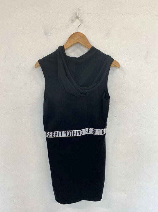 H&M Divided Sporty Black Hooded Jersey Dress UK 10 SW001