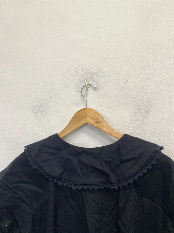 Gorgeous monki black collared smock midi dress UK L LB010