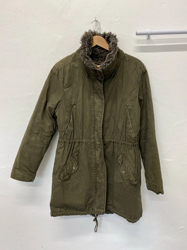 Fabulous H&M cotton parka removable lining Uk16 khaki Utility KM003