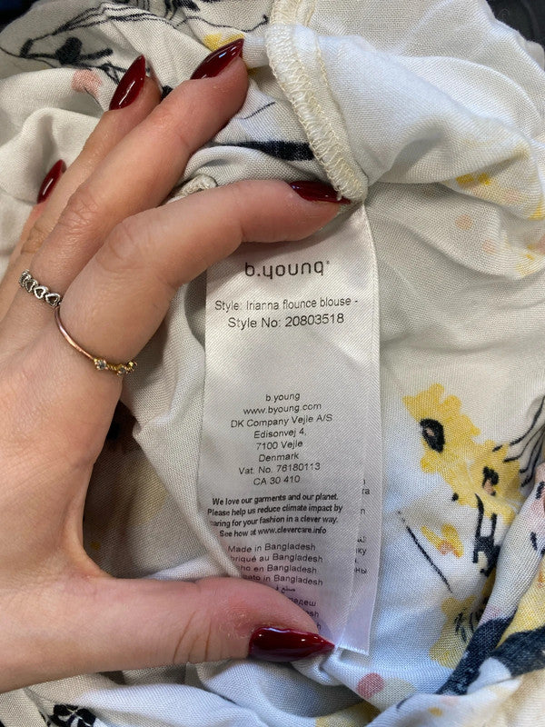 Lovely b.young floral yellow top UK 10 AG005