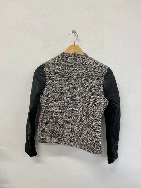 River Island Fabulous Colourful Boucle Faux Leather Biker Jacket UK 8 KM004