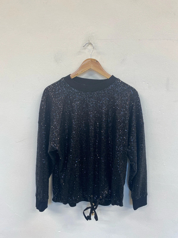 Autograph Glitzy Black Sequin Sweatshirt UK 12 JP001