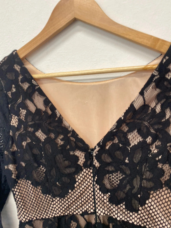 Fabulous Coast Overlay occasion dress Uk14 black & nude MW001