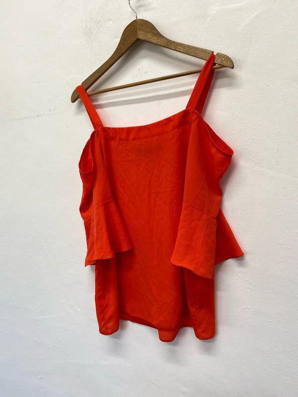 Fabulous Dorothy Perking cold shoulder orange loose top Uk14 LW005