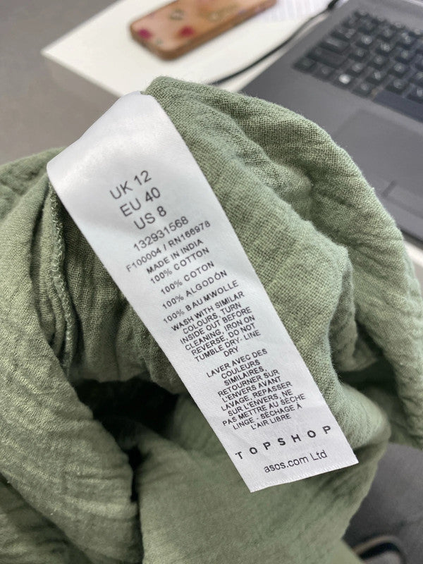 Lovely Topshop khaki textured shirt UK 12 KS002