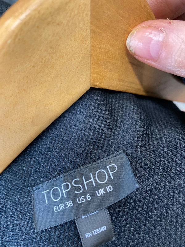 Fabulous TopShop black mini dress assymetric Uk10 Y2K LD003