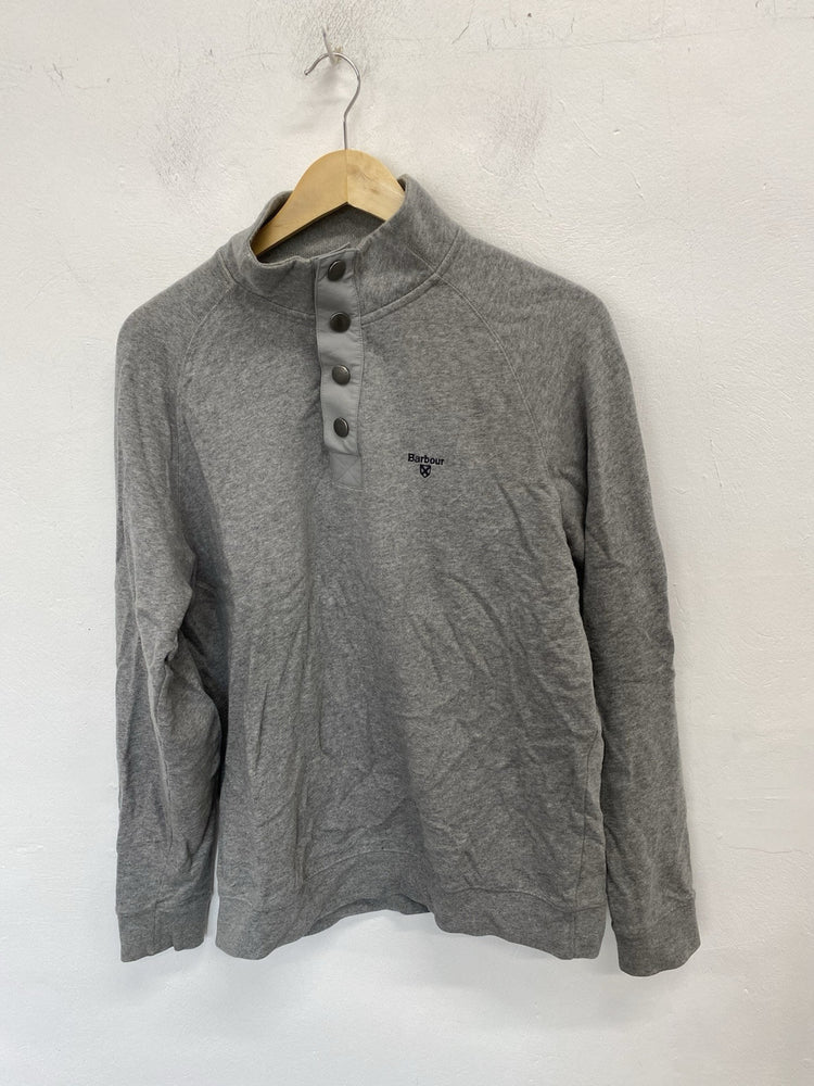 Fabulous Mens Barbour Grey High Button Neck Jumper UK M EC001