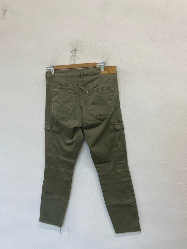 Lovely &denim khaki cargo trousers skinny high waist W 32 KM003