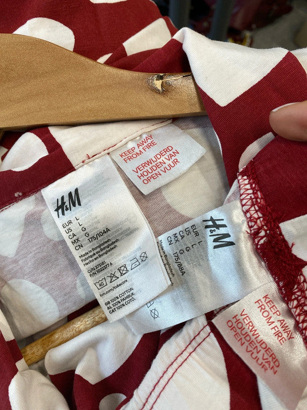 Fabulous pure cotton Cherry Red & White Heart pyjamas Uk14/16 KM003