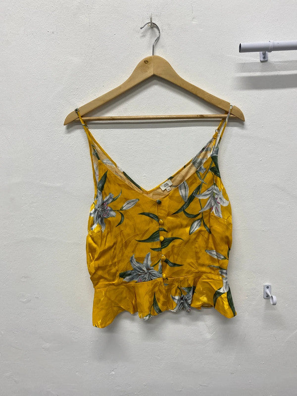 Stunning River Island Yellow oriental cami summer top Uk12 JB001