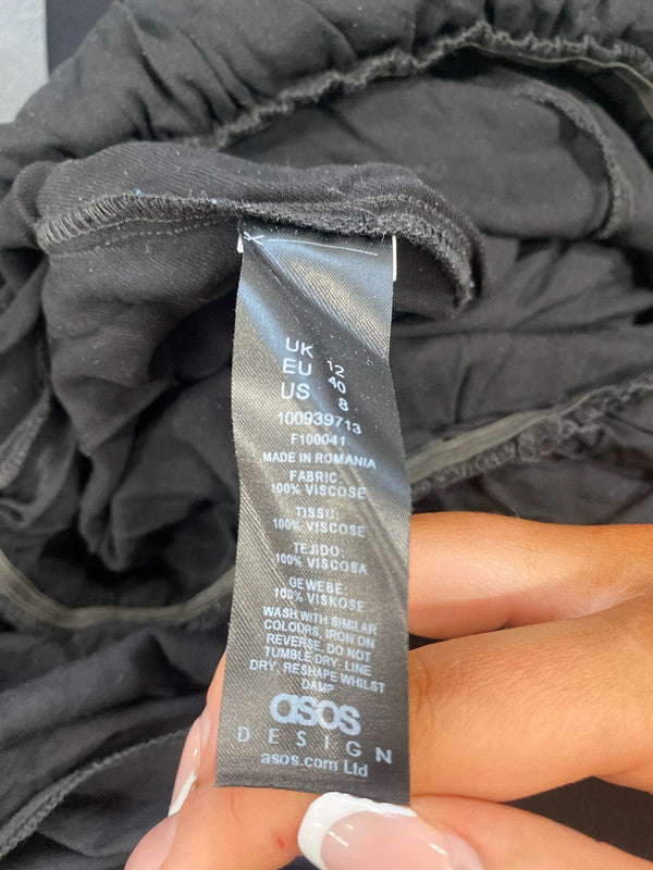 Stylish ASOS black jumpsuit uk 12 KS002