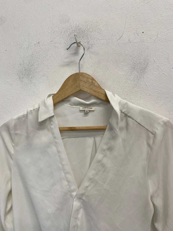 Lovely river island white blouse office vibes UK 8 JA001
