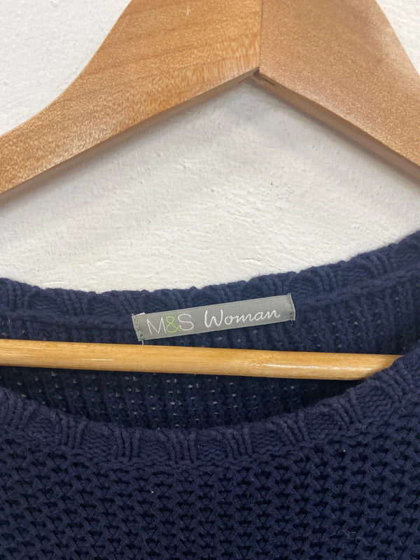 M&S Fabulous Navy Sparkle Knit Jumper UK 10 GK002