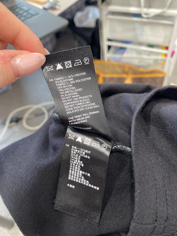 Stunning reiss 1971 metallic black wrap cross dress UK XS SD002