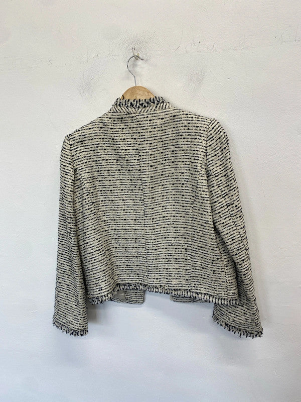 Stunning mango wool blend black white jacket UK M HS001