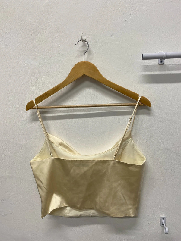 Fabulous cream satin cropped camisole corset boned UkL KS002
