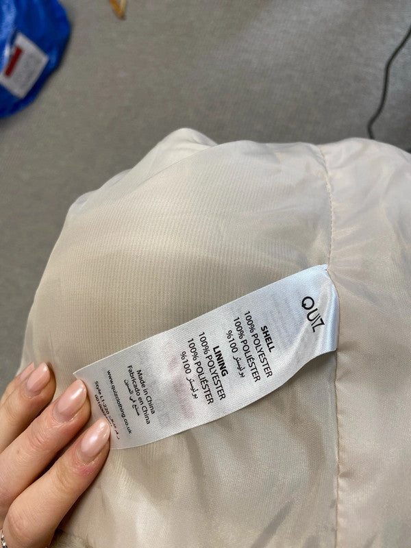 Stunning quiz beige fur coat UK 16 LG006