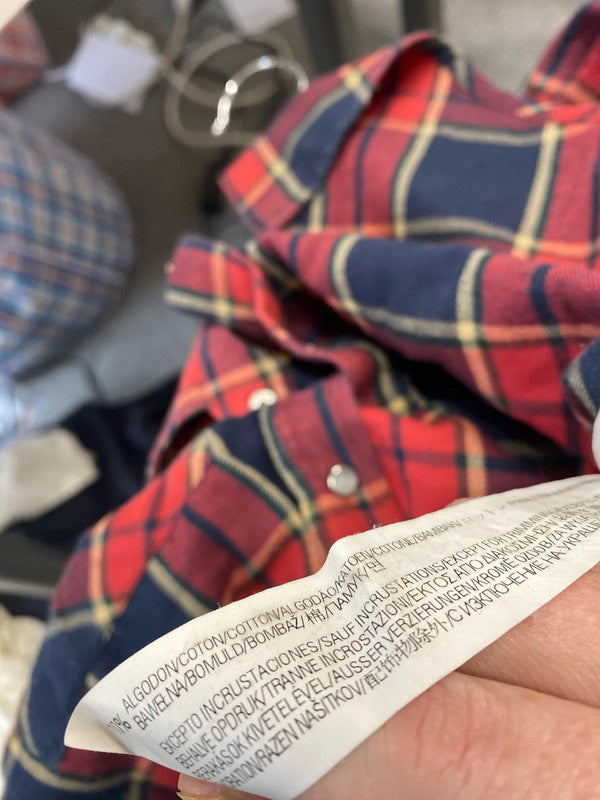 Fabulous Western tartan vibe shirt studded UkM pure cotton Zara JB001