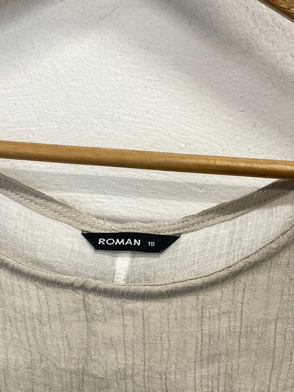 Fabulous Roman beige white dragonfly floaty tunic midi UK 18 YM001