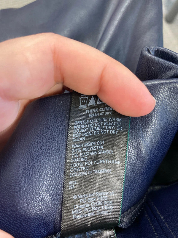 M&S Stylish Navy Wetlook Trousers 18S MD002