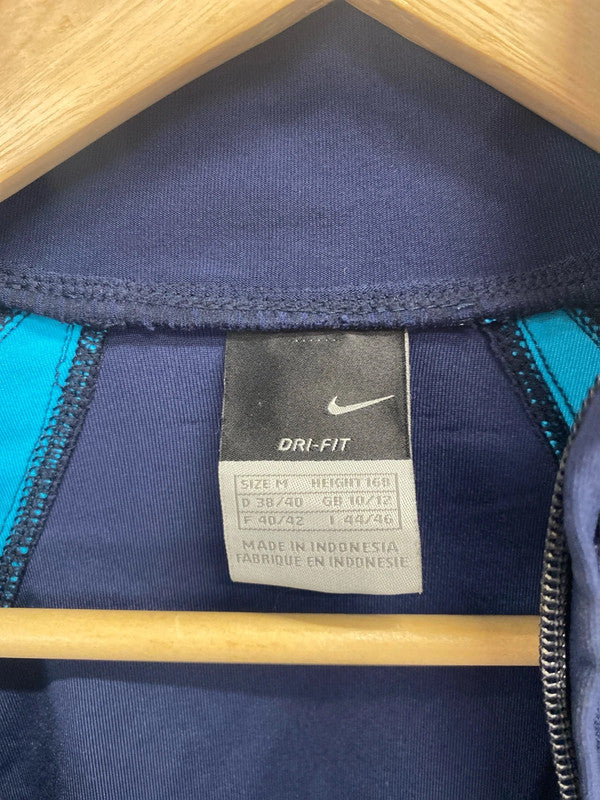 Nike Stylish Navy & Turquoise Zip Thru Top Size M LW005