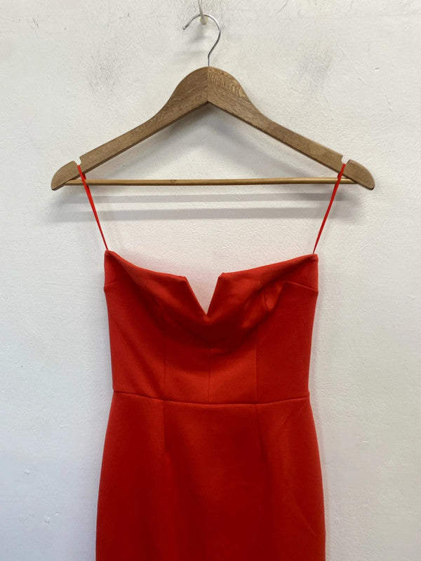 Lovely river island strapless coral pencil dress UK 6 HDR01